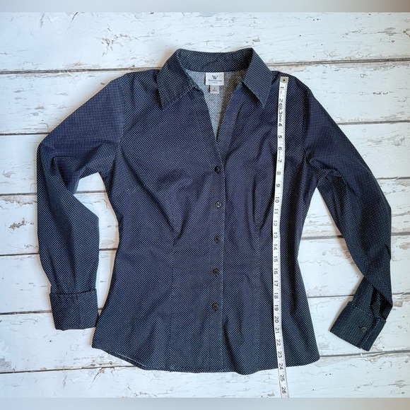 Worthington Stretch Black and White Polka dot Button Down - Picture 5 of 8